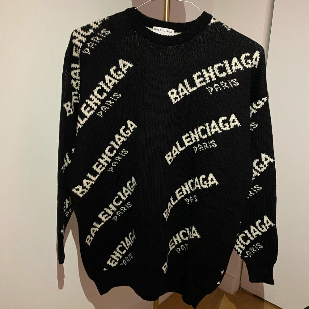 Balenciaga All-Over Logo Sweater